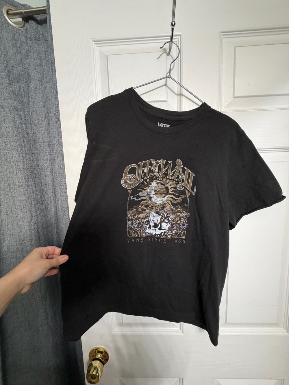 Vans Black Short-Sleeve 'Off The Wall' Graphic Tee with Gold Accents